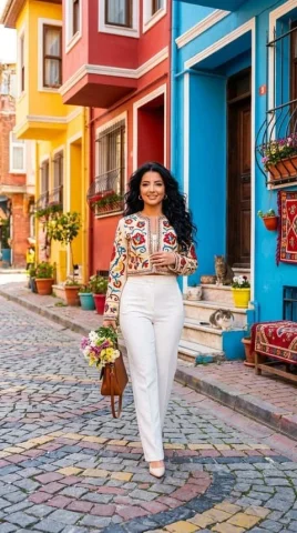 Balat Spring Street Portrait — Nano Banana 2 AI Prompt: { "generation_request": { "meta_data": { "tool": "Nano Banana 2", "task_type": "...