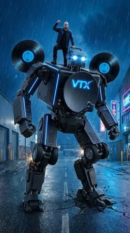 Rainy Night Mecha Robot — Nano Banana 2 AI Prompt: { "format": "Single cinematic frame for GPT Image", "technical_specs": { "camera...