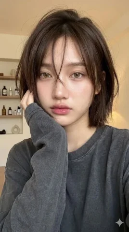Bob Haircut Lifestyle Portrait — Nano Banana 2 AI Prompt: A hyper-realistic close-up portrait of a young woman (use my face) with warm, so...