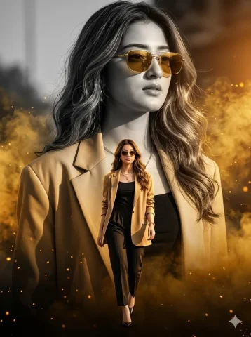 Luxury Fashion Poster — Nano Banana 2 AI Prompt: Ultra-realistic 8K cinematic fashion poster of a stylish young woman, vertical c...