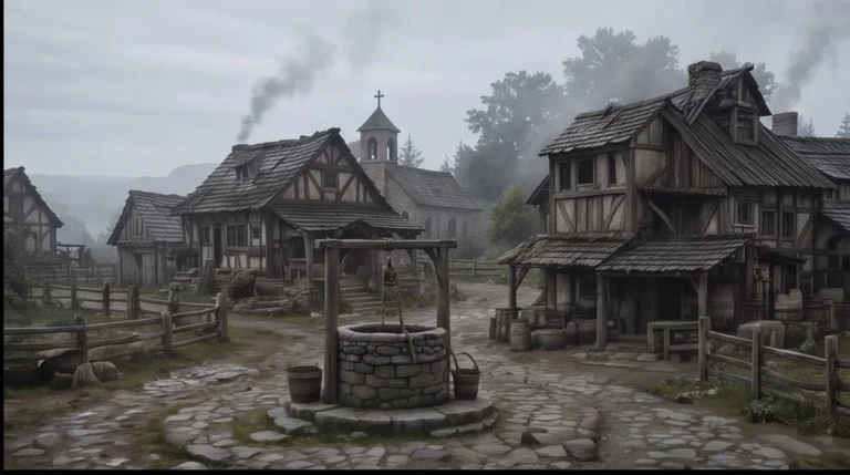 Misty Village Establishing Shot