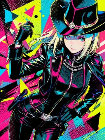 Pop Art Street Style Conversion — GPT Image 2.5 AI Prompt: このイラストを現代アニメ・漫画の影響を基調とした、ポップアート×ストリートアート...