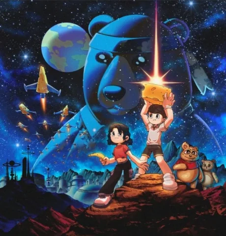 Retro Anime Space Adventure Poster — GPT Image 2.5 AI Prompt: Create a nostalgic 1990s anime-style sci-fi adventure poster set in deep space,...