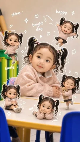 3D Chibi Doodle Portrait — GPT Image 2.5 AI Prompt: Use the original face from the reference photo. Background same as the photo. Wa...