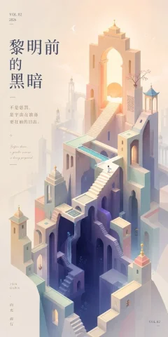 Pastel Abyss Quote Wallpaper — GPT Image 2.5 AI Prompt: Create a tall vertical inspirational art wallpaper in a quiet Monument Valley–in...