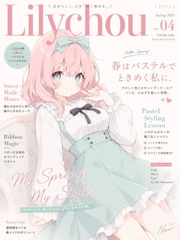 Pastel Anime Spring Magazine Cover