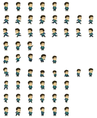 Sammy Chibi Sprite Sheet — GPT Image 2.5 AI Prompt: {"type":"2D chibi character animation sprite sheet","subject":{"character name":...