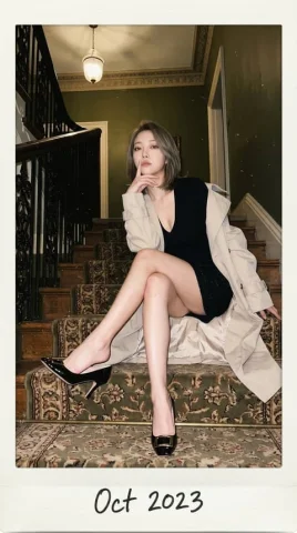 Staircase Flash Polaroid — Nano Banana 2 AI Prompt: Based on , create a vertical instant Polaroid-style fashion portrait of the uplo...