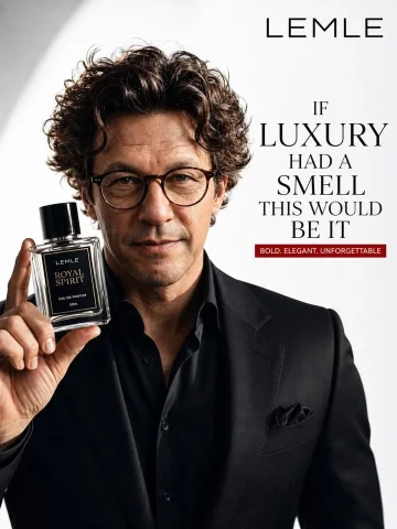 Luxury Perfume Portrait — Nano Banana 2 AI Prompt: A highly realistic professional luxury perfume advertisement featuring a handsom...