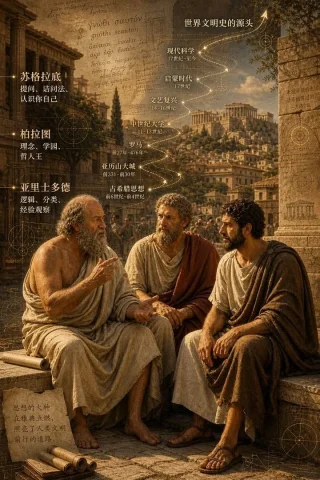 Greek Philosophers Gathering — Nano Banana 2 AI Prompt: Two thousand five hundred years ago, Plato, Socrates, and Aristotle were sitting...