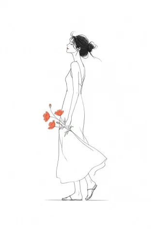 Minimal Fashion Illustration — Nano Banana 2 AI Prompt: Generate a minimalist illustration of a slender girl with clean fine lines, sele...