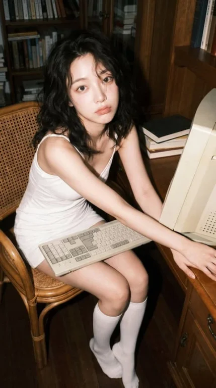 Flash-Lit Retro Study Portrait