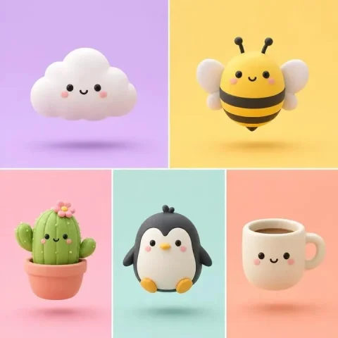 Minimal Clay Render — Nano Banana 2 AI Prompt: A minimalist 3D render of a [SUBJECT], featuring a soft, smooth clay-like textur...