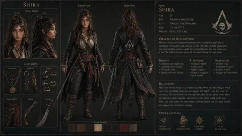 3D Character Sheet — Nano Banana 2 AI Prompt: A highly detailed 3D gaming character sheet, - on the left side a beautiful fema...
