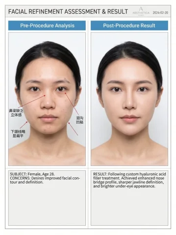 Medical Aesthetic Before-After Blueprint — Nano Banana 2 AI Prompt: Professional high-end medical aesthetic before/after comparison blueprint, left...