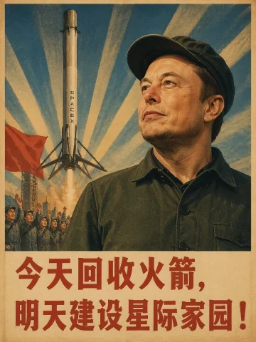 Vintage Chinese Propaganda Poster — Nano Banana 2 AI Prompt: A vintage socialist propaganda poster in a mid-20th-century Chinese style, print...