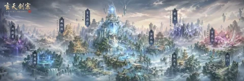 Xianxia Sect Panorama Map — Nano Banana 2 AI Prompt: A vast ultra-wide cinematic fantasy xianxia world map painted as a highly detail...