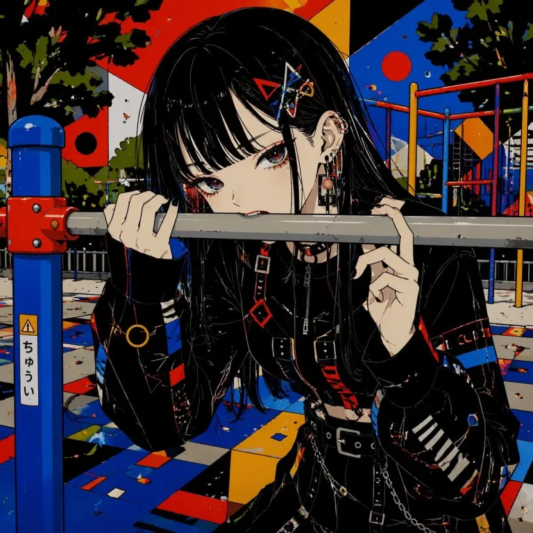 Goth Girl in Playground