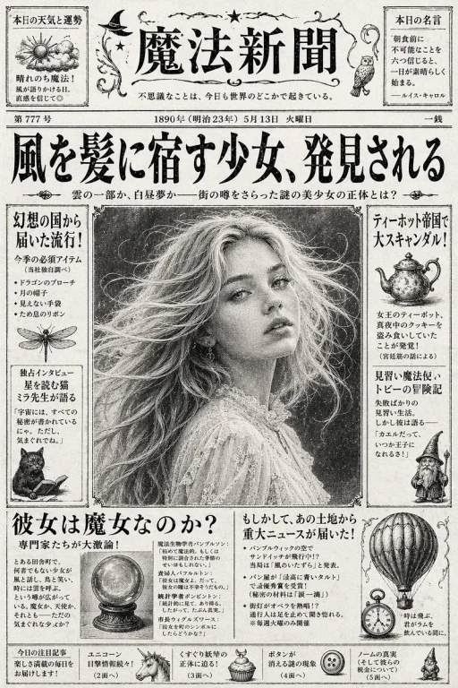 Retro Japanese Fantasy Newspaper
