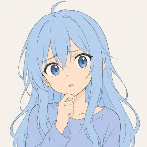 Perplexed Anime Character Doodle — Nano Banana 2 AI Prompt: a digitally sketched color doodle of a perplexed an anime character with long ha...