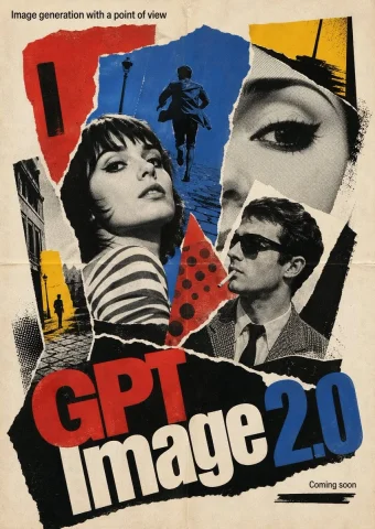 1960s French New Wave Poster — Nano Banana 2 AI Prompt: 1960s French New Wave theatrical poster, bold photomontage composition, torn-pap...