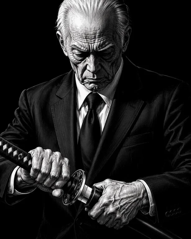 Elderly Yakuza Drawing Katana