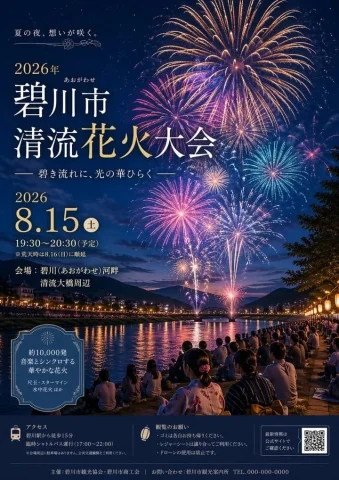 Japanese Fireworks Festival Poster — Nano Banana 2 AI Prompt: { "type": "event poster", "theme": "Japanese summer fireworks festival", "visual...