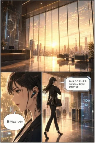 Futuristic Corporate 3-Panel Manga Page — Nano Banana 2 AI Prompt: { "type": "3-panel manga page", "style": "anime, highly detailed, cinematic ligh...