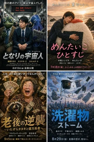 4-Panel Parody Movie Poster Grid — Nano Banana 2 AI Prompt: { "type": "movie poster grid", "layout": "2x2 grid", "posters": [ { "position":...