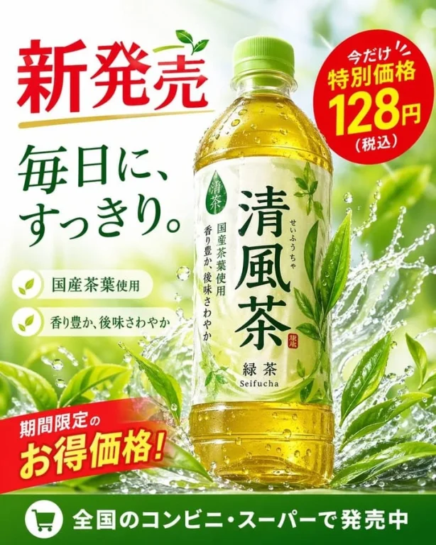 Green Tea Bottle Advertisement Poster
