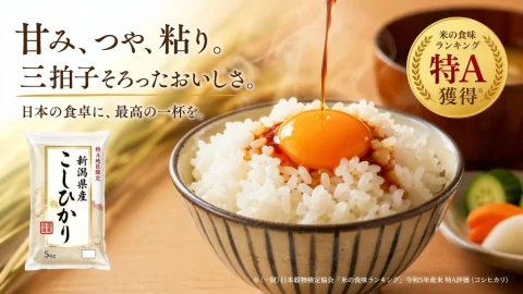 Japanese Rice Advertisement Banner — Nano Banana 2 AI Prompt: A high-quality Japanese food advertisement banner. The background features a war...