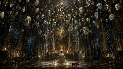Surreal Gothic Hall — Nano Banana 2 AI Prompt: A highly detailed, cinematic wide shot of a grand, dark gothic hall with a dark...