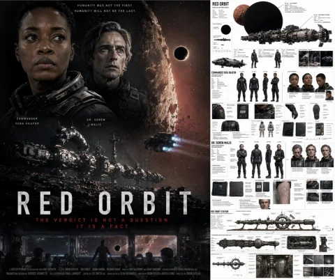 Cinematic Movie Poster and Production Design — Nano Banana 2 AI Prompt: { "type": "split-panel cinematic movie poster and production design reference...