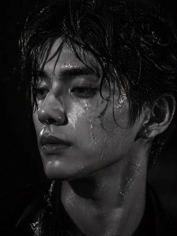 Dramatic Wet Hair Portrait
