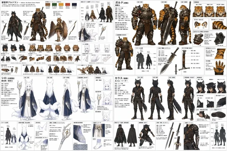 4-Quadrant Character Design Sheet