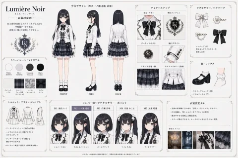 Idol Costume Design — Nano Banana 2 AI Prompt: {"type":"anime costume design reference sheet","document_info":{"title":"Lumière...