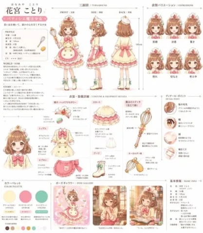 Anime Magical Girl Character Reference Sheet — Nano Banana 2 AI Prompt: { "type": "comprehensive anime character reference sheet", "character": { "name"...