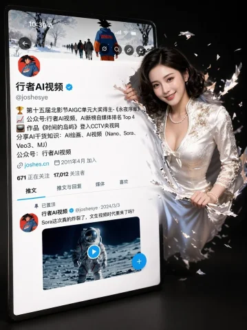 3D Social Media Profile — Nano Banana 2 AI Prompt: 一幅超寫實的3D插畫，描繪了一個略微傾斜的Twitter/X個人資料介面，背景為簡潔的黑色...