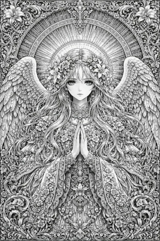 Intricate Monochrome Angel Art