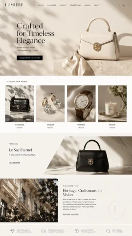 Luxury E-commerce Design — Nano Banana 2 AI Prompt: { "type": "e-commerce landing page mockup", "brand": "LUMIÈRE", "aesthetic...