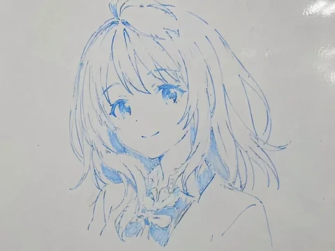 Anime Girl Sketch — Nano Banana 2 AI Prompt: A close-up portrait of an anime girl with shoulder-length wavy hair and a gentle...