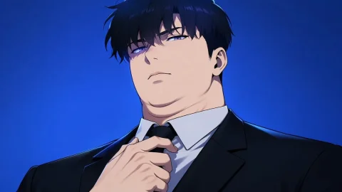 Manhwa Style Portrait — Nano Banana 2 AI Prompt: An anime manhwa style illustration of a heavily built, chubby man with a thick n...
