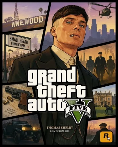 GTA V Style Cover Art — Nano Banana 2 AI Prompt: { "type": "video game cover art collage", "style": "GTA V cover art style, cel-s...