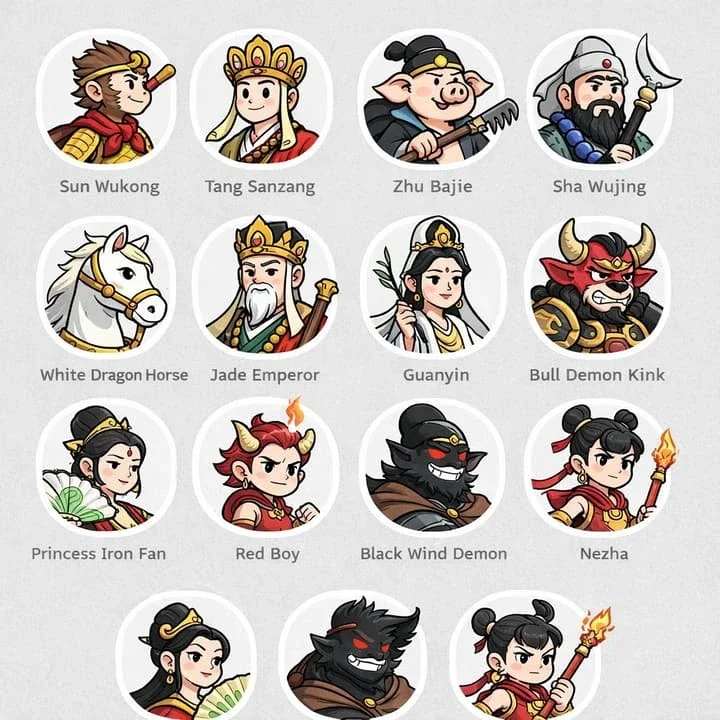 Mythical Character Avatar Grid