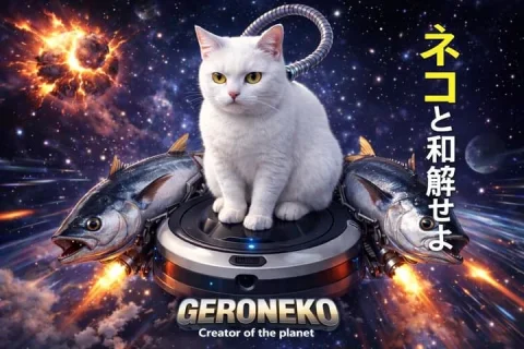 Space Vacuum Cat Flight — Nano Banana 2 AI Prompt: A surreal, highly detailed sci-fi digital illustration of a white cat with brigh...