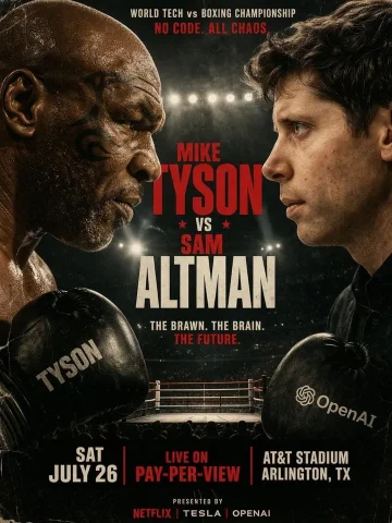 Tech Boxing Showdown — Nano Banana 2 AI Prompt: A gritty, cinematic boxing promotional poster featuring a face-to-face staredown...