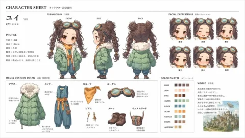 Official Character Sheet (JP) — Nano Banana 2 AI Prompt: Based on this character and background, produce a character sheet in the style o...