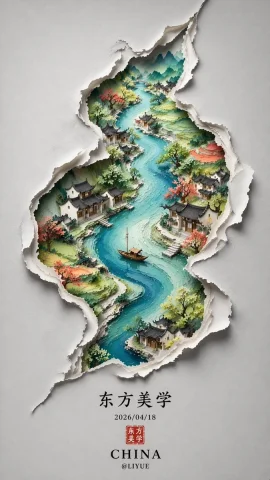 Chinese Minimalist S-Shaped Poster — Nano Banana 2 AI Prompt: Minimalist Neo-Chinese aesthetic style. The image uses a subtle off-white as the...