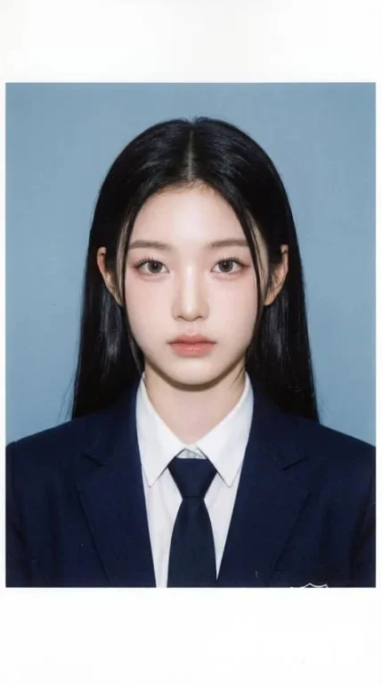 School ID Blue Backdrop Girl Direct Flash Document Photo