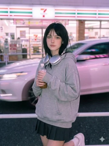 Night Convenience Store Street Cinematic Portrait — Nano Banana 2 AI Prompt: { "settings": { "aspect_ratio": "2:3", "style": "photorealistic",...